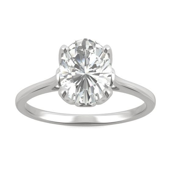 2.10 CTW DEW Oval Forever One Moissanite Tulip Solitaire Engagement Ring 14K White Gold