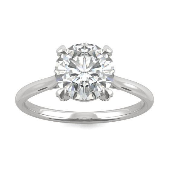 2.06 CTW DEW Round Forever One Moissanite Solitaire with Gallery Accents Engagement Ring Platinum
