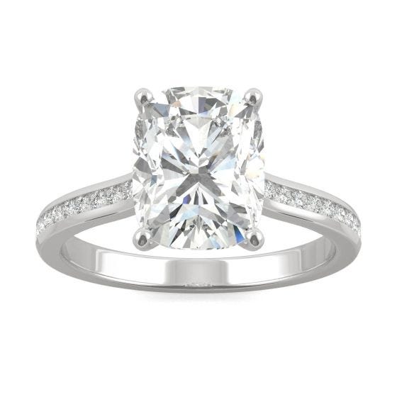 2.48 CTW DEW Elongated Cushion Forever One Moissanite Elongated Cushion Channel Set Engagement Ring 14K White Gold