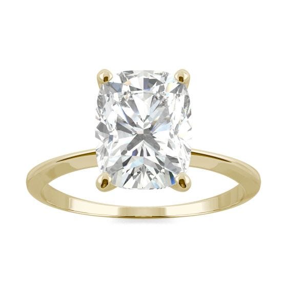 2.30 CTW DEW Elongated Cushion Forever One Moissanite Elongated Cushion Classic Solitaire Engagement Ring 14K Yellow Gold