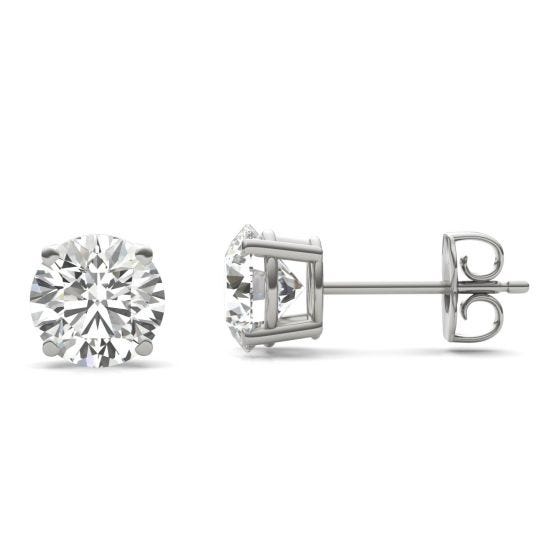 2 CTW Round Caydia Lab Grown Diamond Four Prong Solitaire Stud Earrings 14K  White Gold