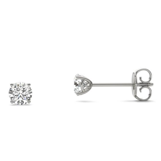 1/2 CTW Round Caydia Lab Grown Diamond Signature Basket Stud Earrings Platinum