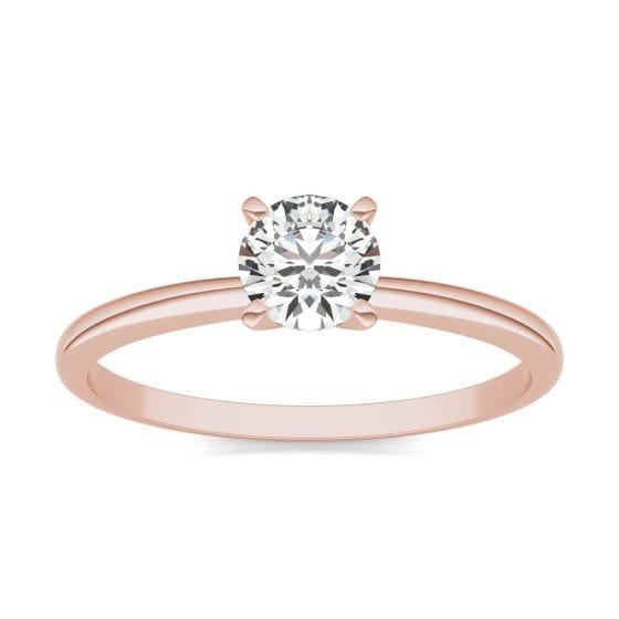 1/2 CTW Round Caydia Lab Grown Diamond Solitaire Engagement Ring 14K Rose Gold