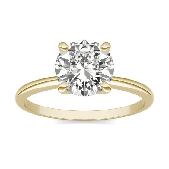 1 1/2 CTW Round Caydia Lab Grown Diamond Solitaire Engagement Ring 14K Yellow Gold