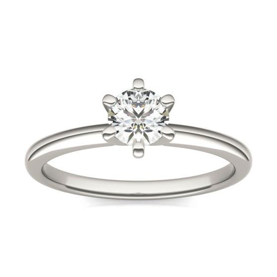 1/2 CTW Round Caydia Lab Grown Diamond Six Prong Solitaire Engagement Ring 14K White Gold