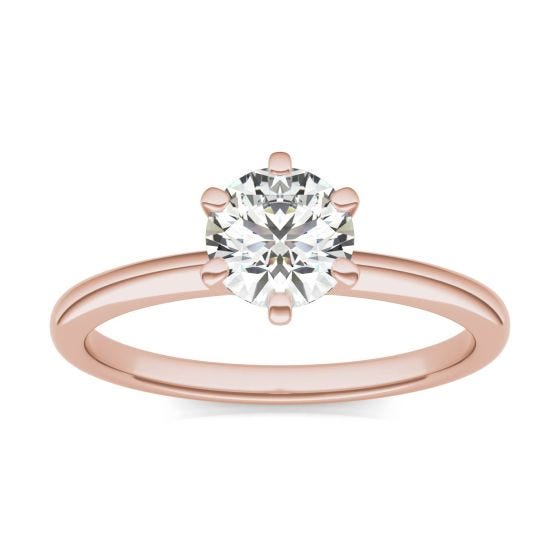 3/4 CTW Round Caydia Lab Grown Diamond Six Prong Solitaire Engagement Ring 18K Rose Gold