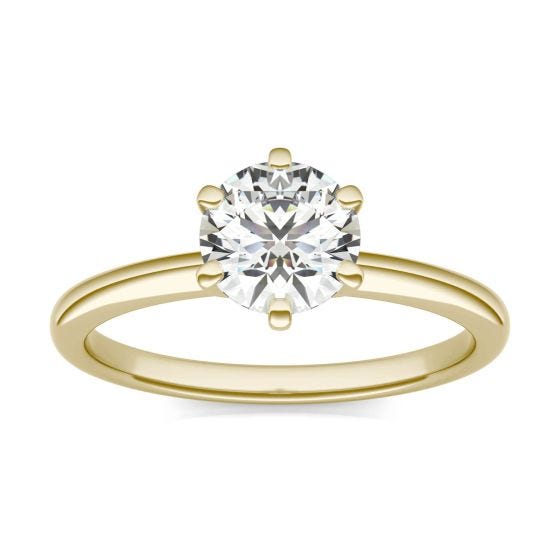 1 CTW Round Caydia Lab Grown Diamond Six Prong Solitaire Engagement Ring 14K Yellow Gold