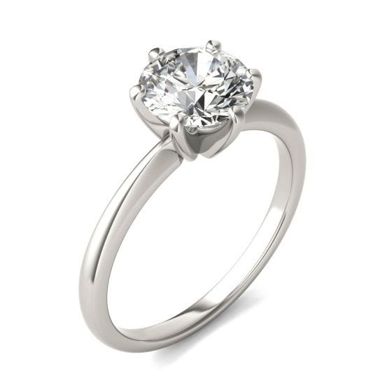 1 1/2 CTW Round Caydia Lab Grown Diamond Six Prong Solitaire Engagement Ring 14K White Gold