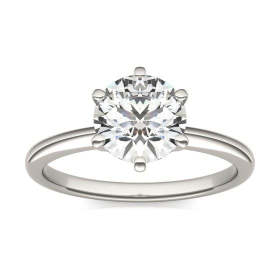 1 1/2 CTW Round Caydia Lab Grown Diamond Six Prong Solitaire Engagement Ring Platinum