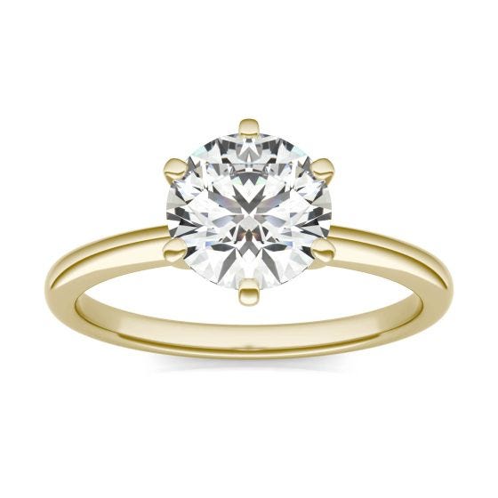 1 1/2 CTW Round Caydia Lab Grown Diamond Six Prong Solitaire Engagement Ring 18K Yellow Gold