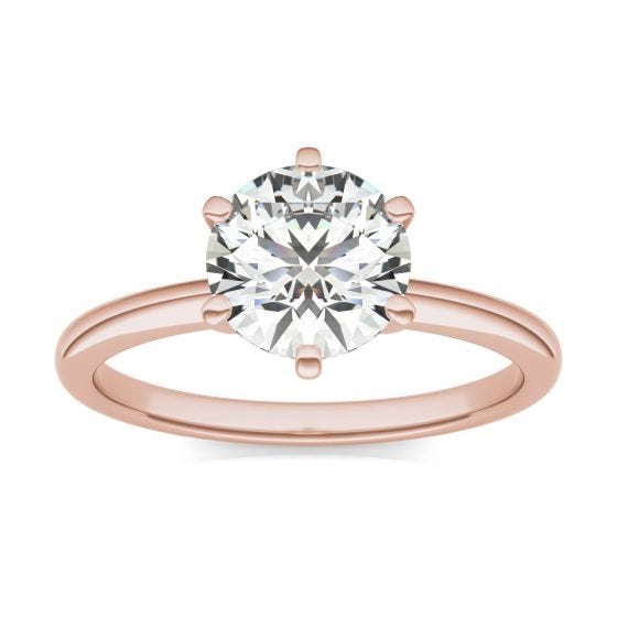 1 1/2 CTW Round Caydia Lab Grown Diamond Six Prong Solitaire Engagement Ring 14K Rose Gold