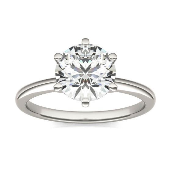 2 CTW Round Caydia Lab Grown Diamond Six Prong Solitaire Engagement Ring 14K White Gold