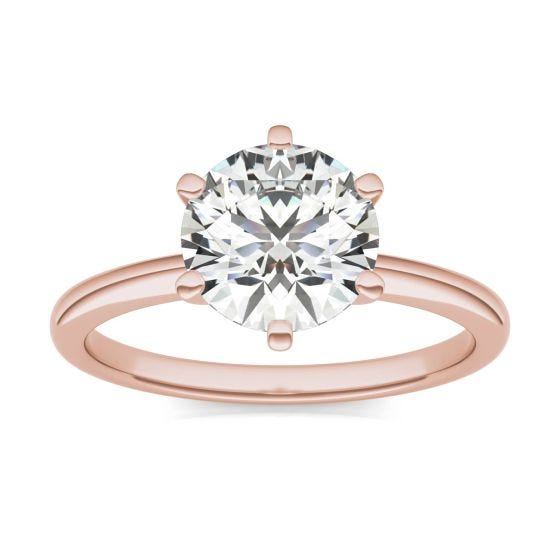 2 CTW Round Caydia Lab Grown Diamond Six Prong Solitaire Engagement Ring 14K Rose Gold