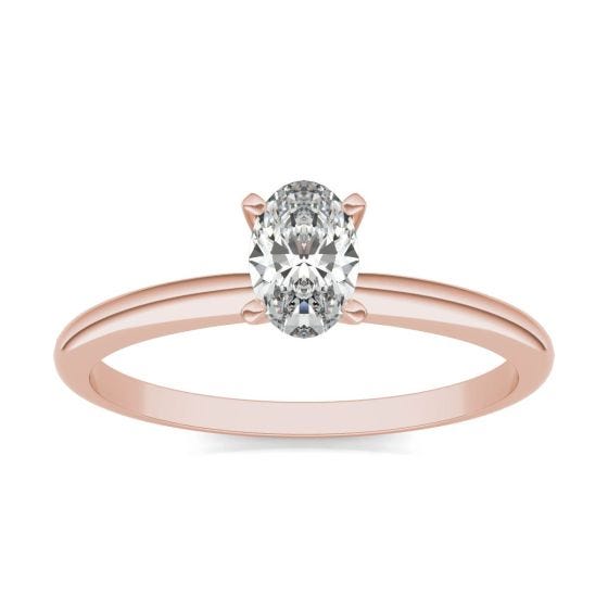 1/2 CTW Oval Caydia Lab Grown Diamond Solitaire Engagement Ring 14K Rose Gold