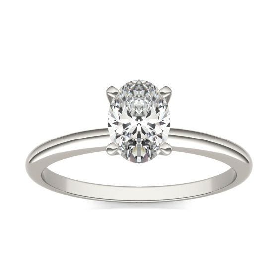 1 CTW Oval Caydia Lab Grown Diamond Solitaire Engagement Ring 18K White Gold