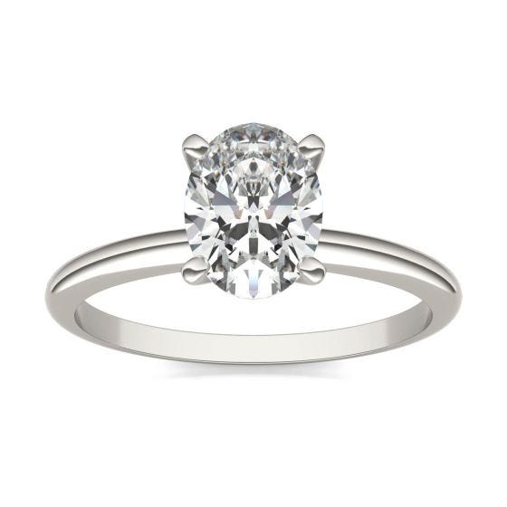 1 1/2 CTW Oval Caydia Lab Grown Diamond Solitaire Engagement Ring 18K White Gold