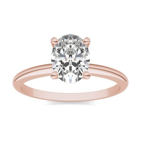 1 1/2 CTW Oval Caydia Lab Grown Diamond Solitaire Engagement Ring 18K Rose Gold