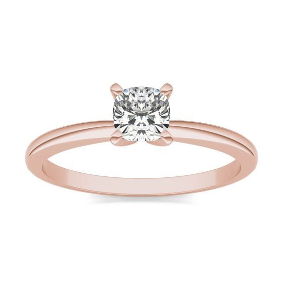 1/2 CTW Cushion Caydia Lab Grown Diamond Solitaire Engagement Ring 14K Rose Gold