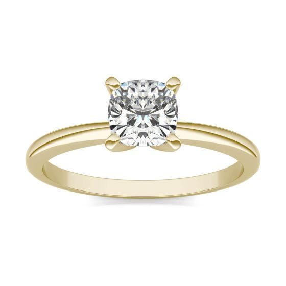 3/4 CTW Cushion Caydia Lab Grown Diamond Solitaire Engagement Ring 14K Yellow Gold