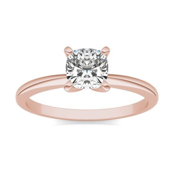 3/4 CTW Cushion Caydia Lab Grown Diamond Solitaire Engagement Ring 14K Rose Gold
