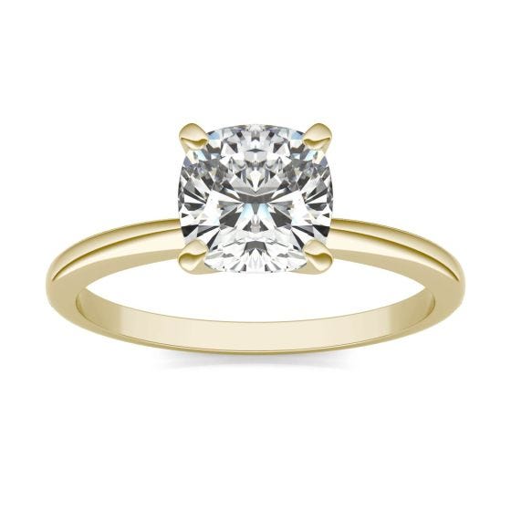 1 1/2 CTW Cushion Caydia Lab Grown Diamond Solitaire Engagement Ring 14K Yellow Gold