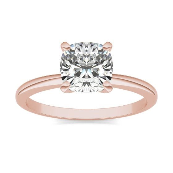1 1/2 CTW Cushion Caydia Lab Grown Diamond Solitaire Engagement Ring 14K Rose Gold
