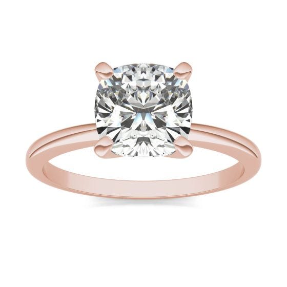 2 CTW Cushion Caydia Lab Grown Diamond Solitaire Engagement Ring 14K Rose Gold