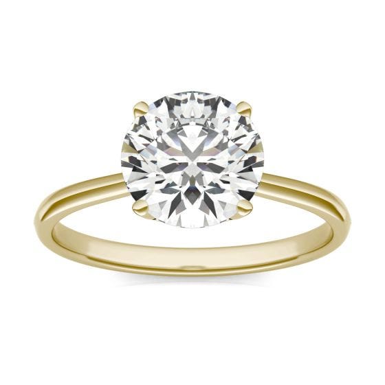 2 CTW Round Caydia Lab Grown Diamond Signature Four Prong Solitaire Engagement Ring 18K Yellow Gold