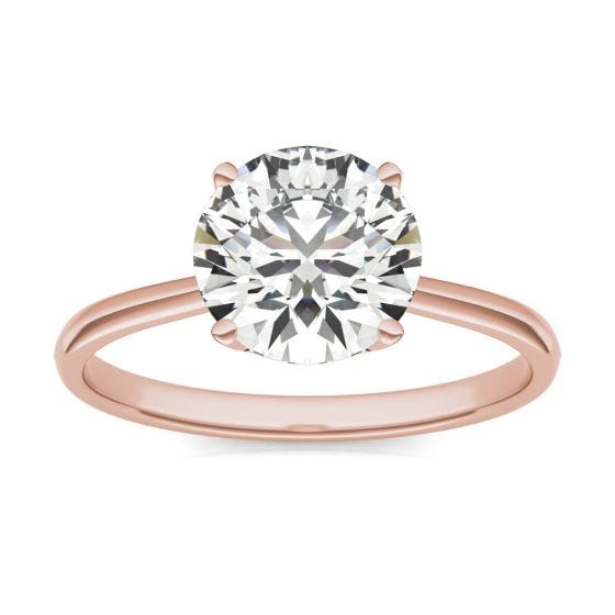2 CTW Round Caydia Lab Grown Diamond Signature Four Prong Solitaire Engagement Ring 18K Rose Gold