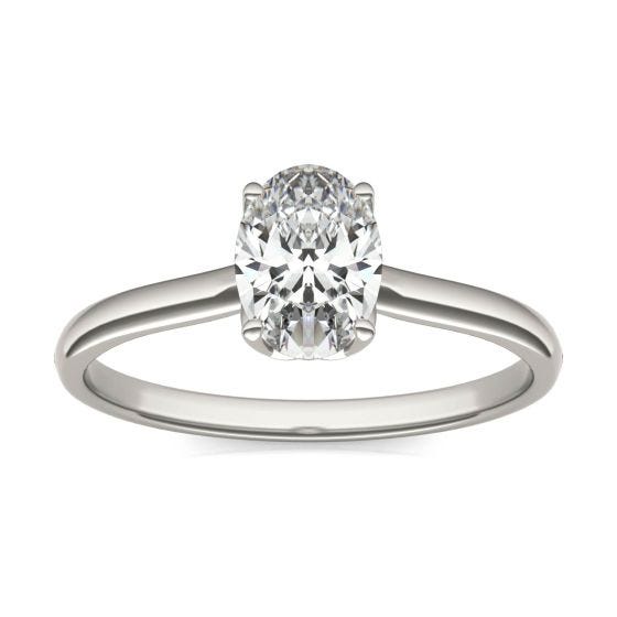 1 CTW Oval Caydia Lab Grown Diamond Signature Solitaire Engagement Ring Platinum