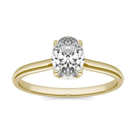 1 CTW Oval Caydia Lab Grown Diamond Signature Solitaire Engagement Ring 18K Yellow Gold