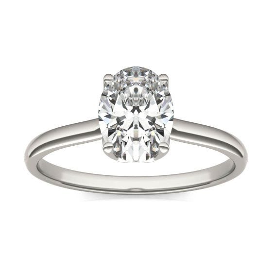 1 1/2 CTW Oval Caydia Lab Grown Diamond Signature Solitaire Engagement Ring 18K White Gold