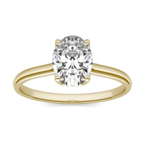 1 1/2 CTW Oval Caydia Lab Grown Diamond Signature Solitaire Engagement Ring 18K Yellow Gold