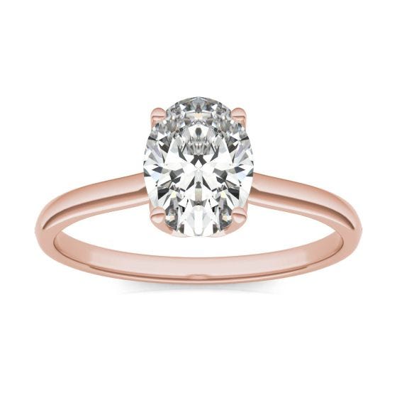 1 1/2 CTW Oval Caydia Lab Grown Diamond Signature Solitaire Engagement Ring 18K Rose Gold