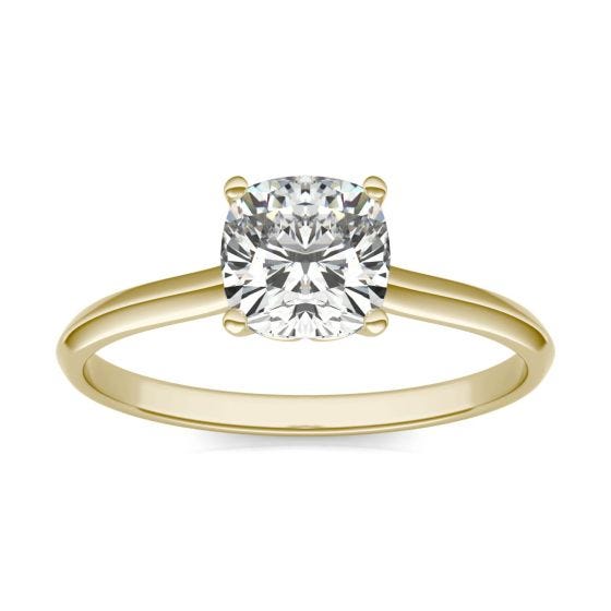 1 CTW Cushion Caydia Lab Grown Diamond Signature Solitaire Engagement Ring 18K Yellow Gold