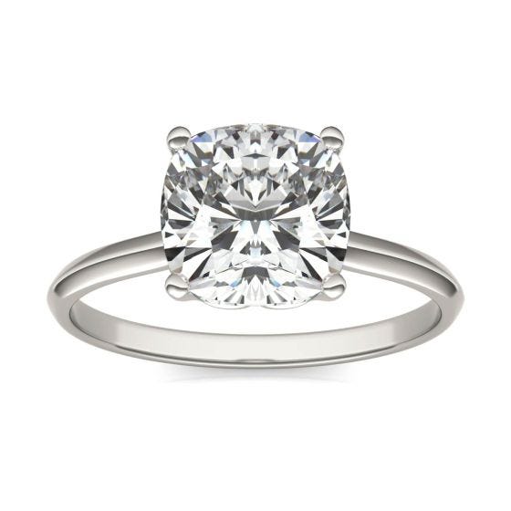 2 1/2 CTW Cushion Caydia Lab Grown Diamond Signature Solitaire Engagement Ring 18K White Gold