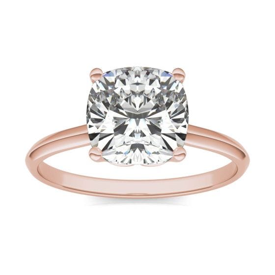 2 1/2 CTW Cushion Caydia Lab Grown Diamond Signature Solitaire Engagement Ring 18K Rose Gold