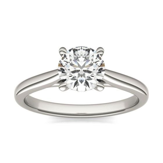 1 CTW Round Caydia Lab Grown Diamond Cathedral Four Prong Solitaire Engagement Ring 14K White Gold