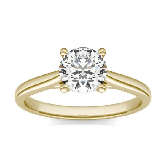 1 CTW Round Caydia Lab Grown Diamond Cathedral Four Prong Solitaire Engagement Ring 14K Yellow Gold