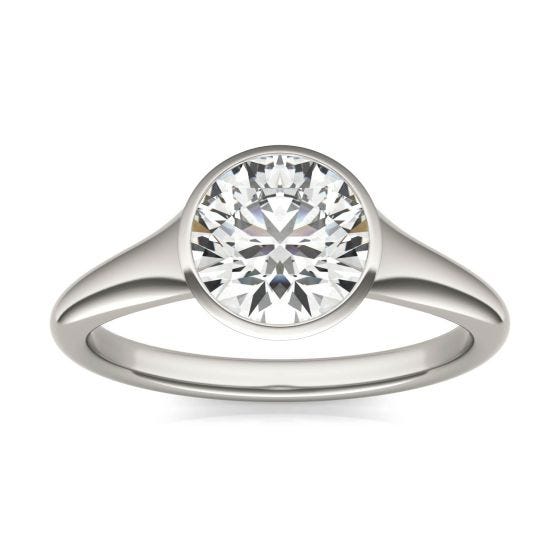 1 1/2 CTW Round Caydia Lab Grown Diamond Signature Tapered Bezel Solitaire Engagement Ring Platinum