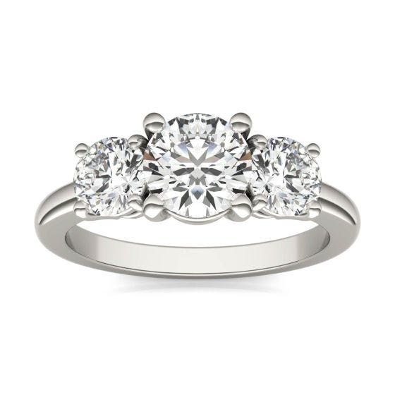 2 CTW Round Caydia Lab Grown Diamond Classic Three Stone Engagement Ring 14K White Gold
