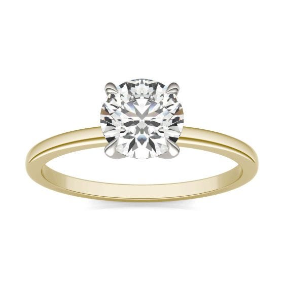 1 CTW Round Caydia Lab Grown Diamond Four Prong Claw Solitaire Engagement Ring 14K Two-Tone White & Yellow Gold