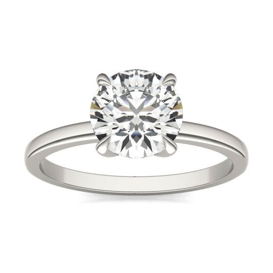 1 1/2 CTW Round Caydia Lab Grown Diamond Four Prong Claw Solitaire Engagement Ring 14K White Gold