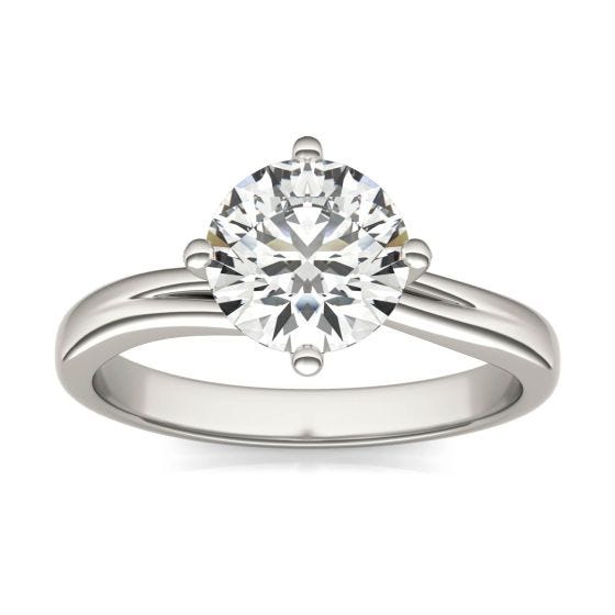 1 1/2 CTW Round Caydia Lab Grown Diamond Four Prong Twist Solitaire Engagement Ring Platinum