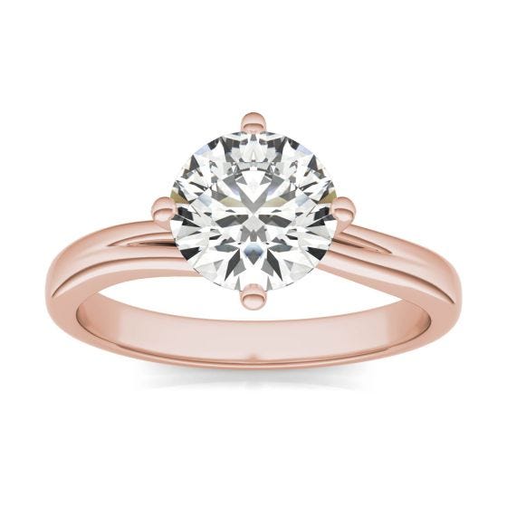 1 1/2 CTW Round Caydia Lab Grown Diamond Four Prong Twist Solitaire Engagement Ring 18K Rose Gold