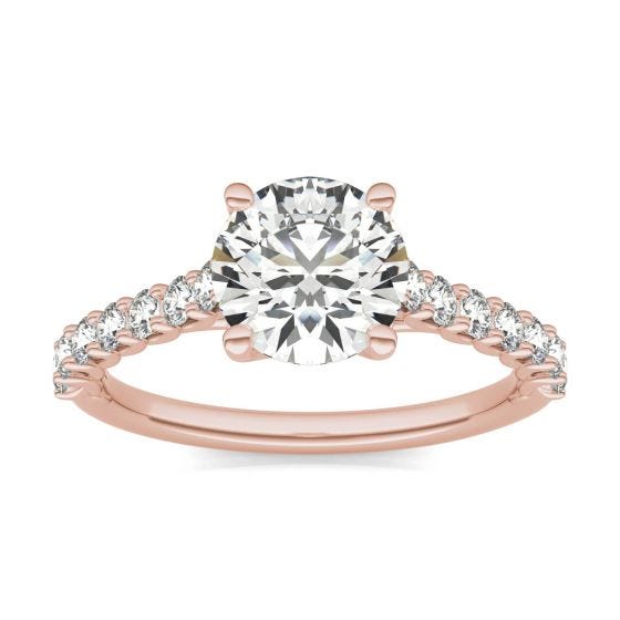1 7/8 CTW Round Caydia Lab Grown Diamond Trellis Cathedral Engagement Ring 14K Rose Gold