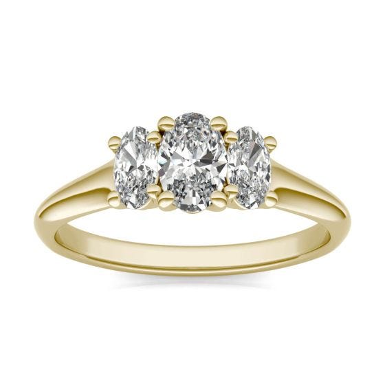1 CTW Oval Caydia Lab Grown Diamond Three Stone Engagement Ring 14K Yellow Gold