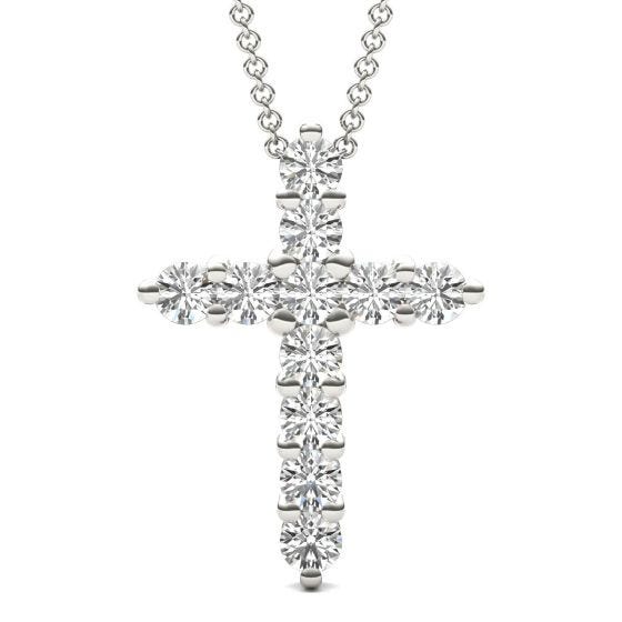 1 1/10 CTW Round Caydia Lab Grown Diamond Cross Necklace 14K White Gold