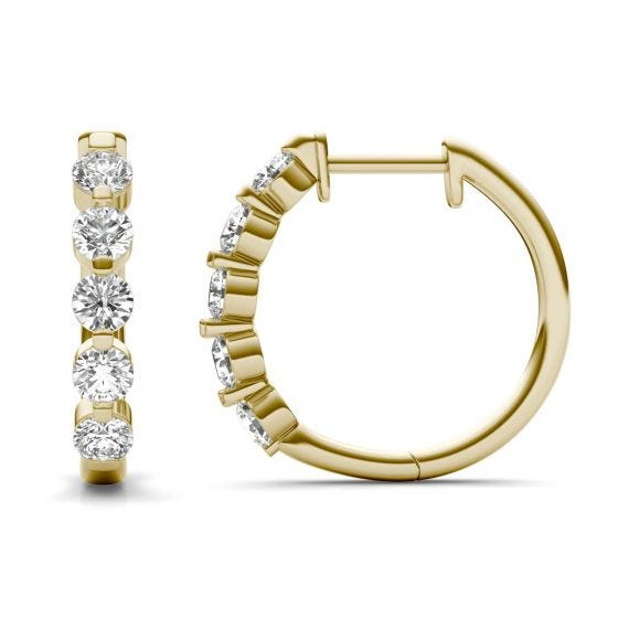 14K Yellow Gold 1/10 CTW Diamond Click-In Earring With Ring