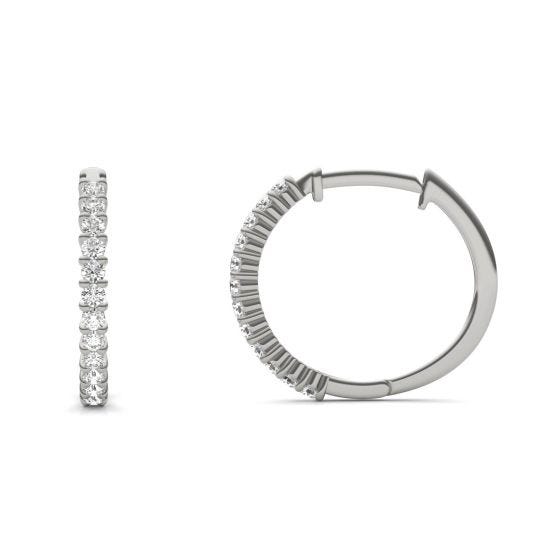 1/4 CTW Round Caydia Lab Grown Diamond Shared Prong Hoop Earrings 14K White Gold